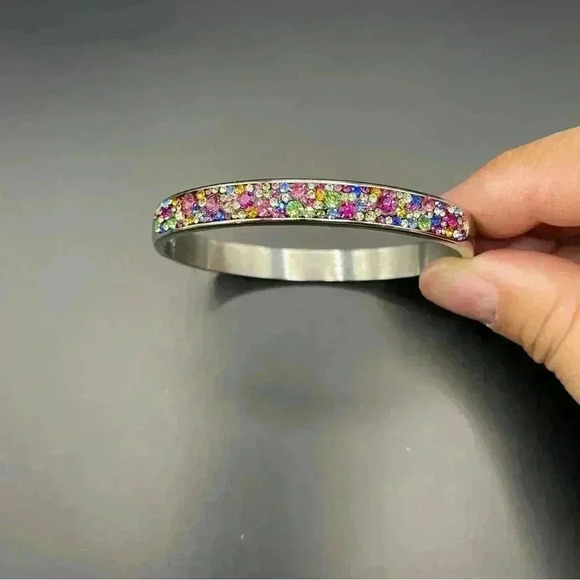 JCM Stainless Steel Multi Color Crystal Bangle Bracelet - Picture 12 of 12